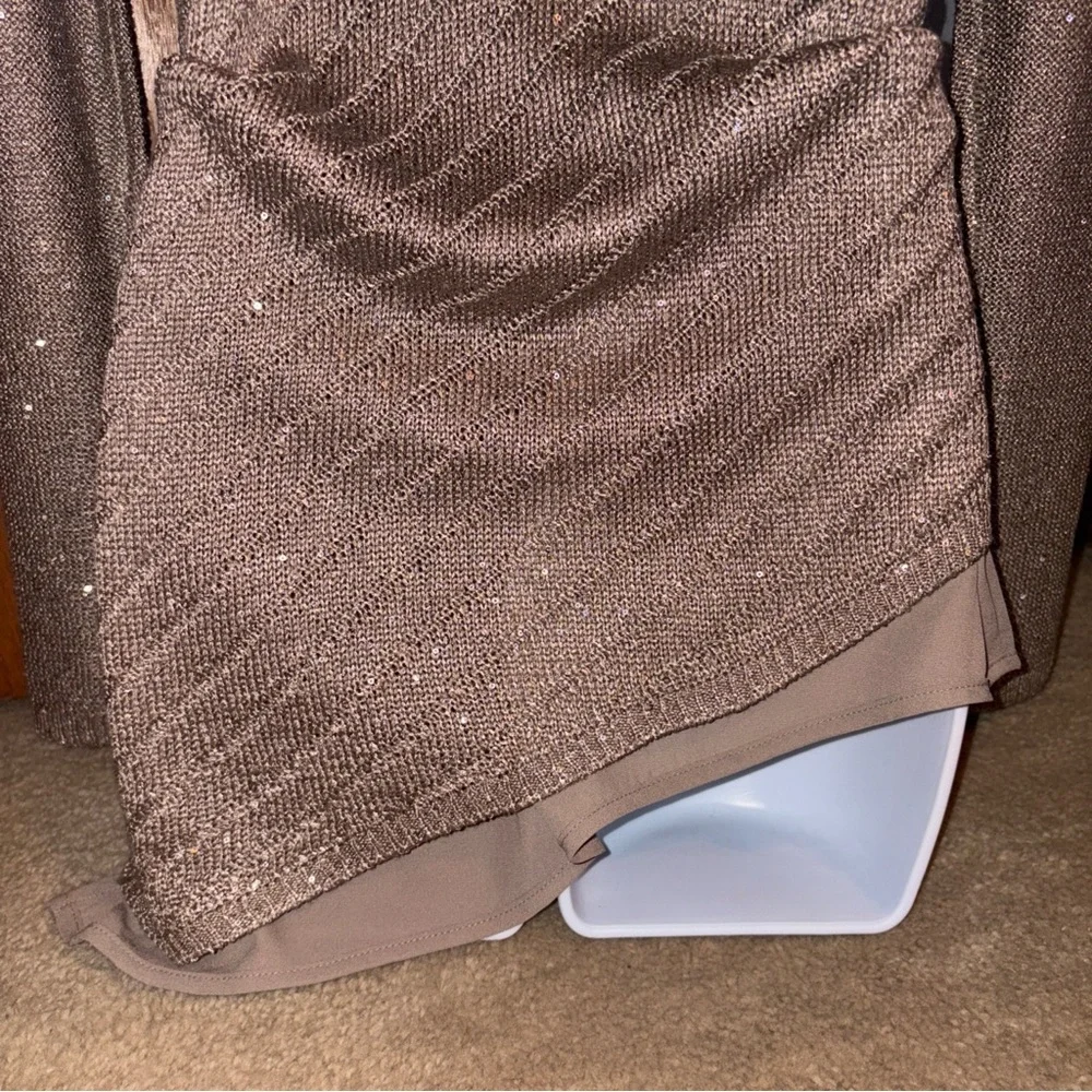 Apt 9 Sweater Gold Taupe XS Sparkly Thru out✨Long Sleeve Tunic Top Holiday Nice - Picture 7 of 13